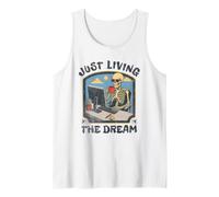 Just Living The Dream Skeleton Working Remote Beach Life Débardeur