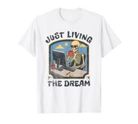 Just Living The Dream Skeleton Working Remote Beach Life T-Shirt