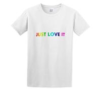 Just Love It Rainbow Pride Bi Lesbian Trans LGBT Love Peace Gay Hope Men Adult Short Sleeve White S