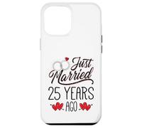 Just Married 25 Years Ago Funny Couple 25th Anniversary Coque pour iPhone 12 Pro Max