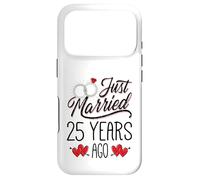Just Married 25 Years Ago Funny Couple 25th Anniversary Coque pour iPhone 17 Pro