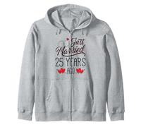 Just Married 25 Years Ago Funny Couple 25th Anniversary Sweat à Capuche