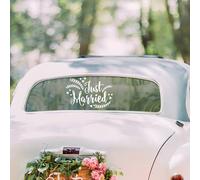 Just Married Autocollant pour voiture de mariage sticker mural sticker mural en vinyle décoration de mariage, pour hayon de voiture, miroir, style feuilles