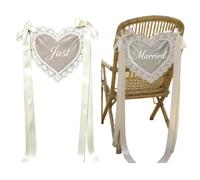 Just Married Chair Sign - 2 Piece Sheer Heart With 3 Meters Ribbon