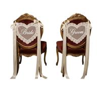 Just Married Chair Sign, Heart Sheer Lace Decor For Wedding Reception