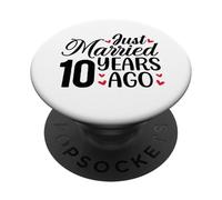Just Married il y a 10 ans assorti pour 10e anniversaire de mariage PopSockets PopGrip Adhésif