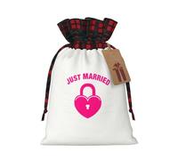 Just Married Impression de Noël avec cordon de serrage pour cadeau de Noël ou d'anniversaire