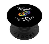 Just Married Mrs & Mrs Gay Décoration de fiançailles pour Mariage lesbien PopSockets PopGrip Adhésif