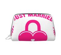 Just Married Trousse de toilette en cuir pour femme, Argenté., Taille unique, Trousse de toilette