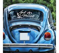 Just Married Voiture Autocollant, Autocollant Just Married Car Decal Sticker Voiture Decoration Voiture Mariage Deco Voiture Mariage de Lune de Miel (épis de blé)