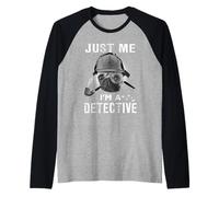 Just Me I'm A Detective Funny Pug Dog Detective Dog Lover Manche Raglan