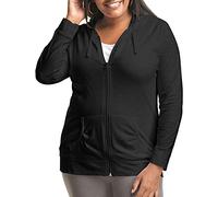 Just My Size Women's Full Zip Jersey Hoodie, Black, 4X