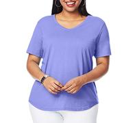 Just My Size Women's Plus-Size Short Sleeve V-Neck Tee, Petal Purple, 2X