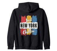 Just New York Chillin' NY Empire State City Chilling Vintage Sweat à Capuche