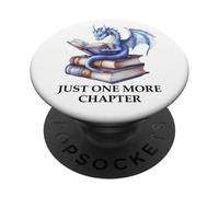 Just One More Chapter Book Dragon Reading Book Lover Bookish PopSockets PopGrip Adhésif