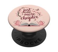 Just One More Chapter Book Lover Bookish Reading Light Pink PopSockets PopGrip Adhésif
