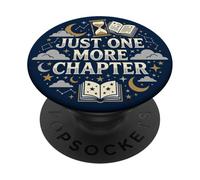 Just One More Chapter Book Lover Librarian Bookish Navy Blue PopSockets PopGrip Adhésif