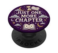Just One More Chapter Book Lover Librarian Bookish Purple PopSockets PopGrip Adhésif