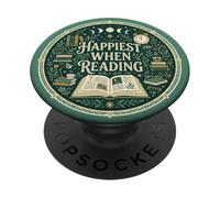 Just One More Chapter Book Lover Librarian Green Bookish PopSockets PopGrip Adhésif