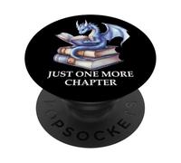 Just One More Chapter Book Worm Dragon Reading Lover Bookish PopSockets PopGrip Adhésif