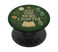 Just One More Chapter Bookish Book Reading Botanical Green PopSockets PopGrip Adhésif