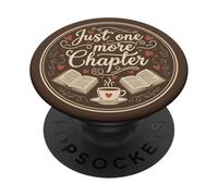 Just One More Chapter Bookish Book Reading Hearts Brown PopSockets PopGrip Adhésif
