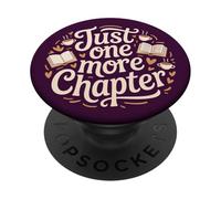 Just One More Chapter Bookish Book Reading Hearts Purple PopSockets PopGrip Adhésif