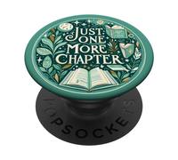 Just One More Chapter Bookish Reading Green Teal Book Lover PopSockets PopGrip Adhésif
