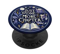 Just One More Chapter Bookish Reading Navy Blue Book Lover PopSockets PopGrip Adhésif