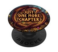 Just One More Chapter Fantasy Book Lover Dragon Magic Reader PopSockets PopGrip Adhésif