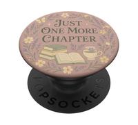Just One More Chapter Floral Book Lover Aesthetic Pink PopSockets PopGrip Adhésif