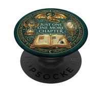 Just One More Chapter Reader Bookish Fantasy Dragon Green PopSockets PopGrip Adhésif