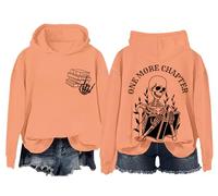 Just One More Chapter Sweat à capuche vintage squelette pour les amateurs de livres Unisexe, Hami Orange, M