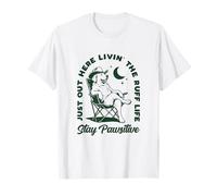 Just Out Here Livin' The Ruff Life Stay Pawsitive Cowboy Dog T-Shirt