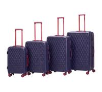 JUST PACK Valise de voyage légère à coque rigide avec 8 roues pivotantes et serrure à combinaison TSA, valise à roulettes texturée et ensemble, bleu marine, jeu de 4, Valise