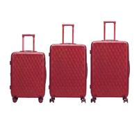 JUST PACK Valise de voyage légère à coque rigide avec 8 roues pivotantes et serrure à combinaison TSA, valise à roulettes texturée et ensemble, Rouge, jeu de 3, Valise