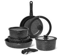Herzberg Lot casseroles et poêles Just Perfecto 11 pièces – Induction, antiadhésif, noir