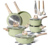 JUST PERFECTO Batterie de cuisine induction Set de casseroles avec couvercle - Casserole tout feux - poele anti adhesive - poele sans PFOA et sans PTFE - lot avec des poêles (Green)