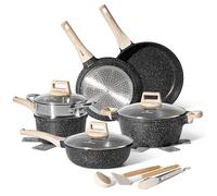 JUST PERFECTO Batterie de cuisine induction - set de casseroles avec couvercle en verre - tout feux - poele anti adhesive - sans PFOA/PTFE