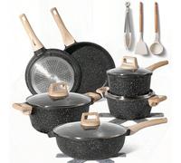 JUST PERFECTO Batterie de cuisine induction Set de cocottes avec couvercle Casserole tout feux poele anti adhésif poele sans PFOA et sans PTFE lot avec des poêles 15 Pcs Noir Découvrez notre ensemble