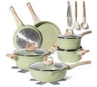 JUST PERFECTO Batterie de cuisine induction Set de casseroles avec couvercle - Casserole tout feux - poele anti adhesive - poele sans PFOA et sans PTFE - lot avec des poêles (Green)