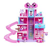 Just Play Coffret hôtel interactif Minnie Mouse de Disney Junior avec Effets sonores et Lumineux mesurant 53,3 cm de Haut, 23 Accessoires, 4 Niveaux de Jeu, Jouets pour Enfants de 3 Ans et Plus