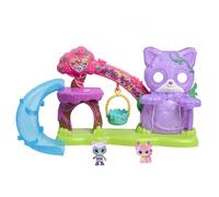 Just Play Coffret SuperChatons de Disney Junior avec Toboggan et balançoire, 5 Accessoires, 3 Figurines articulées, Jouets pour Enfants de 3 Ans et Plus