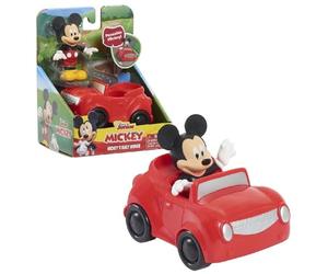 Just Play Disney Junior Mickey Mouse Kit de Jeu composé d'une Figurine Mobile Mickey et d'une Voiture Rouge, à partir de 3 Ans