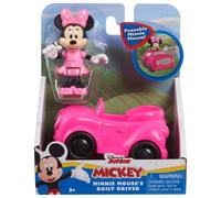 Just Play Disney Junior Minnie Mouse Kit de Jeu composé d'une Figurine Mobile Minnie et d'une Voiture Rose, à partir de 3 Ans