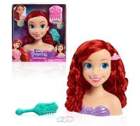 Just Play Tête à coiffer Ariel Princesses Disney de 20 cm de Haut avec Accessoires, 7 Accessoires, Chevelure rousse, Jeux d’Imitation, Jouets pour Enfants