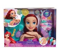 Just Play Tête à coiffer Ariel Scintillante Princesses Disney de 20 cm de Haut, 20 Accessoires, Chevelure rousse, Jeux d’Imitation, Jouets pour Enfants de 3 Ans et Plus