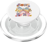 Just Pray Butterfly Cross Message de Foi chrétienne PopSockets PopGrip pour MagSafe