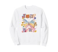Just Pray Butterfly Cross Message de Foi chrétienne Sweatshirt