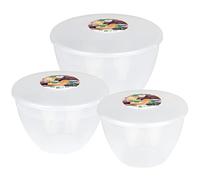 Just Pudding Basins Lot de 3 grands bols à pudding transparents avec couvercles : 1 x 850 ml, 1 x 2 pinte (1 14 litres), 1 x 3 pinte (1 71 l) en plastique de qualité alimentaire